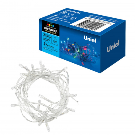 Гирлянда светодиодная 2.5м 20 светодиодов Разноцветный свет Провод прозрачный ULD-S0250-020/STA MULTI IP20 Uniel UL-00005481