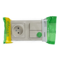 Блок: розетка + выключатель двухклавишный бежевый Systeme Electric GSL000272