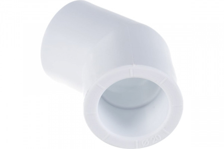 Угольник 25 мм 45 град., полипропиленовый, белый Политэк 9400002545