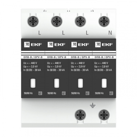 Ограничитель импульсных напряжений серии ОПВ-B/4P In 30кА 400В EKF opv-b4