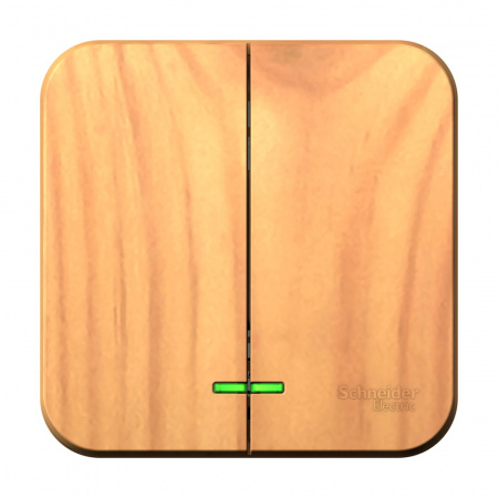 Выключатель BLANCA двухклавишный наружный (схема 5) с подсветкой и изоляционной пластиной 10а 250b ясень Systeme Electric BLNVA105115