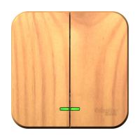 Выключатель BLANCA двухклавишный наружный (схема 5) с подсветкой и изоляционной пластиной 10а 250b ясень Systeme Electric BLNVA105115