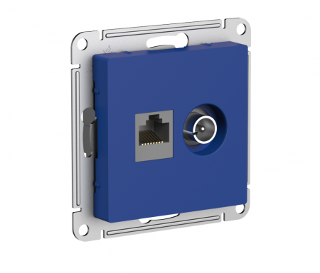ATLASDESIGN РОЗЕТКА двойная ТВ + компьютерная RJ45, кат. 5Е, АКВАМАРИН Systeme Electric ATN001189