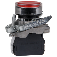 Кнопка КМЕ4611мЛС-24В-красный-1но+1нз-цилиндр-индикатор-IP65- КЭАЗ 291154