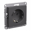 ATLASDESIGN РОЗЕТКА с заземлением со шторками, 16А, механизм, БАЗАЛЬТ Systeme Electric ATN001445