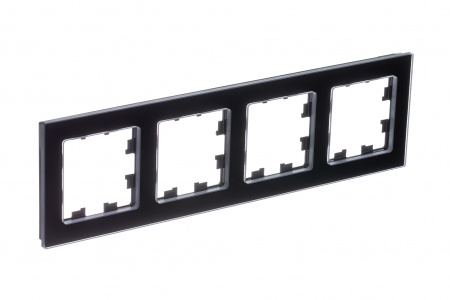 ATLASDESIGN NATURE 4-постовая РАМКА, НАТУРАЛЬНОЕ СТЕКЛО, ЧЕРНЫЙ Systeme Electric ATN361004