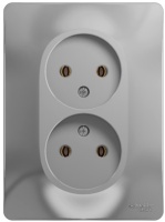 GLOSSA Розетка двойная без заземления в сборе алюминий Systeme Electric GSL000320
