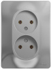 GLOSSA Розетка двойная без заземления в сборе алюминий Systeme Electric GSL000320