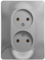 GLOSSA Розетка двойная без заземления в сборе алюминий Systeme Electric GSL000320