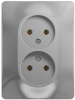 GLOSSA Розетка двойная без заземления в сборе алюминий Systeme Electric GSL000320