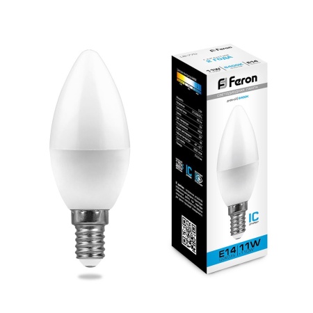 LB-770 25943 Лампа светодиодная LED 11вт E14 дневной матовая свеча FERON 