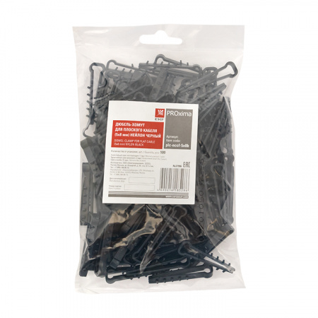 Дюбель-хомут для плоского кабеля 5-8мм нейлон черный Simple (100шт) EKF plc-nccf-5х8b