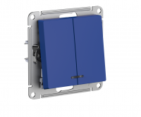 ATLASDESIGN выключатель двухклавишный с подсветкой, сх.5а, 10АХ, механизм, АКВАМАРИН Systeme Electric ATN001153