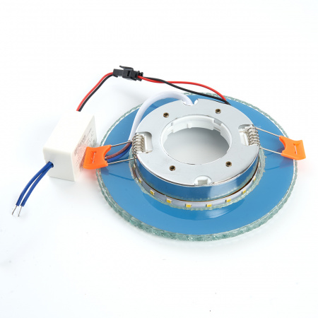 Светильник ДВО-15w GX53 без лампы со светодиодной подсветкой 4000К хром с прозрачным стеклом FERON CD4020 хр/прозр. 29473