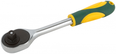 Вороток (трещотка) CrV механизм, пластиковая прорезиненная ручка 1/2'', 24 зубца FIT 62377