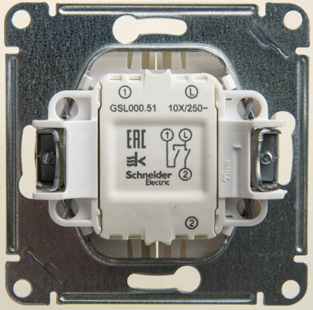 GLOSSA Выключатель двухклавишный схема 5 перламутр в рамку Systeme Electric GSL000651