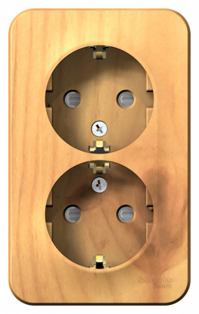 Розетка BLANCA наружная двойная, с заземлением, со шторками, с изолирующей пластиной, 16А, 250В, ясень Systeme Electric BLNRA011215