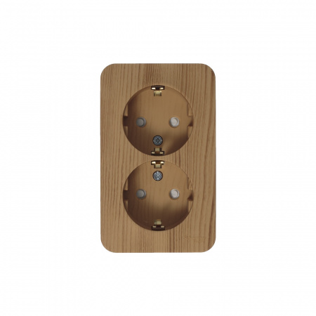 Розетка BLANCA наружная двойная, с заземлением, со шторками, с изолирующей пластиной, 16А, 250В, ясень Systeme Electric BLNRA011215