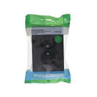 Розетка ATLASDESIGN двойная без заземления 16А в сборе карбон Systeme Electric ATN001020