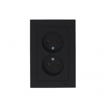 Розетка ATLASDESIGN двойная без заземления 16А в сборе карбон Systeme Electric ATN001020
