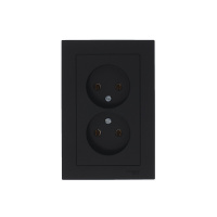 Розетка ATLASDESIGN двойная без заземления 16А в сборе карбон Systeme Electric ATN001020