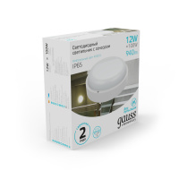 Светильник светодиодный ДБП 12 Вт 4000К 940 лм 160-260В IP65 D140х48мм круглый Пластик с оптико-микроволновым датчиком движения ЖКХ Elementary Gauss GAUSS 126411212-S