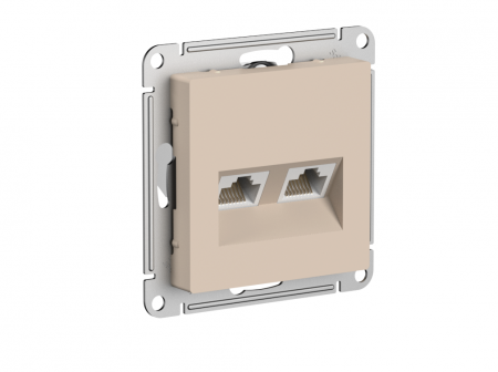 ATLASDESIGN РОЗЕТКА двойная компьютерная RJ45+RJ45, кат.5E, механизм, ПЕСОЧНЫЙ Systeme Electric ATN001285