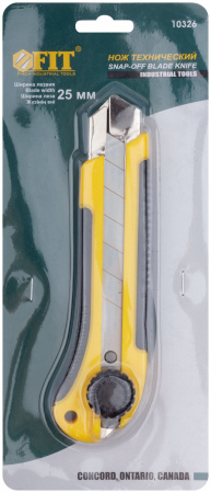 10326 Нож технический 25 мм усиленный прорезиненный, вращ. прижим FIT 