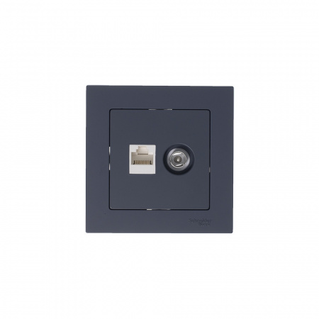 Розетка ATLASDESIGN двойная компьютерная+ТВ RJ45+TV категория 5E механизм грифель Systeme Electric ATN000789