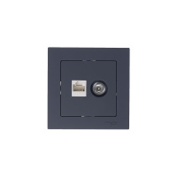 Розетка ATLASDESIGN двойная компьютерная+ТВ RJ45+TV категория 5E механизм грифель Systeme Electric ATN000789