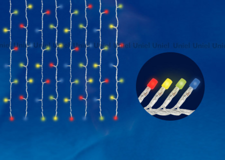 Занавес светодиодный с контроллером 1.5х1.5м 160 светодиодов Разноцветный свет Провод прозрачный Uniel UL-00005268