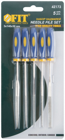 Надфили алмазные, мягкая ручка, 3х140х50 мм, набор 5 штук FIT 42173