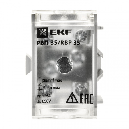 Блок распределительный проходной РБП 35 1х35-4х6кв.мм 125/50 А PROxima EKF RBP-35-50