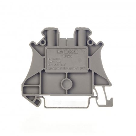 Клемма проходная , винтовой зажим, 2 точки подключения, 2.5 кв.мм, серая DKC TUR-2.5