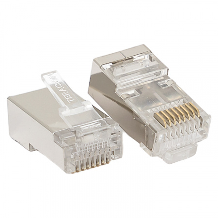 Коннектор RJ-45 TERACOM экранированный 8P8C Cat.5E универсальный (упак.20шт) EKF TRC-PLUG-5EFTP-20