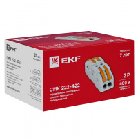 Строительно-монтажная клемма СМК 222-422 проходная 2 полюса 0.08-4мм2 (25шт.) PROxima EKF plc-smk-422