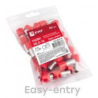 Наконечник штыревой втулочный изолированный НШвИ 35.0-16 (50шт) EKF nhvi-35.0-16