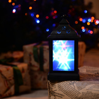 Фонарь со светодиодной гирляндой внутри на батарейке (не в/к) 10 светодиодов RGB свет Черный корпус 11*22 см ULD-L1122-010/DTB/RGB/3D BLACK Uniel UL-00002311