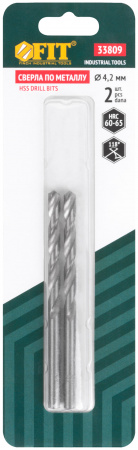 Сверла по металлу HSS полированные в блистере 4.2 мм (2 шт) FIT 33809