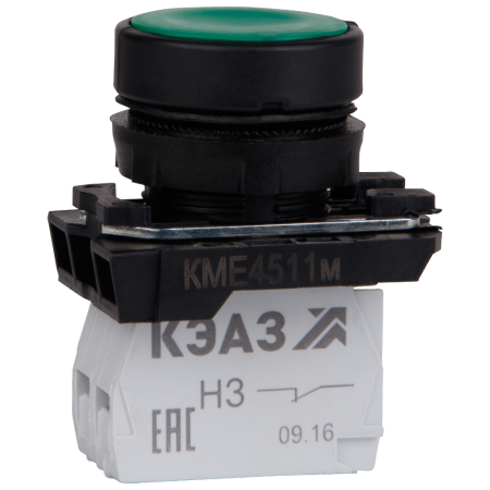 248247 Кнопка КМЕ4511м-зеленый-1но+1нз-цилиндр-IP54- КЭАЗ 