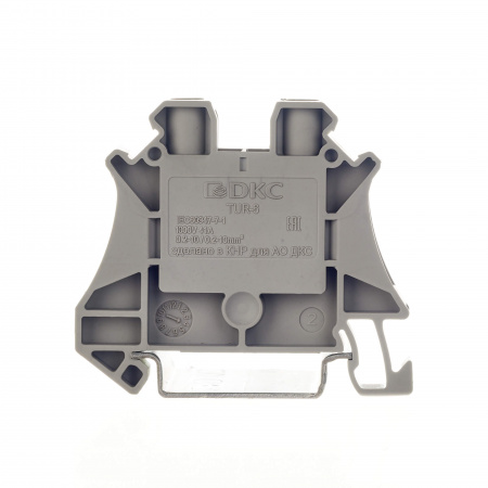 TUR-6 Клемма проходная , винтовой зажим, 2 точки подключения, 6 кв.мм, серая DKC 