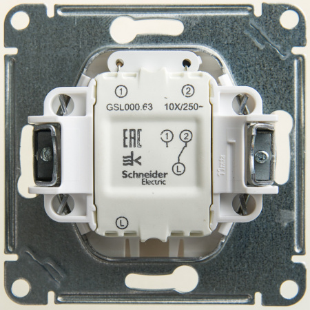 GLOSSA Переключатель одноклавишный с подсветкой сх.6а перламутр в рамку Systeme Electric GSL000663