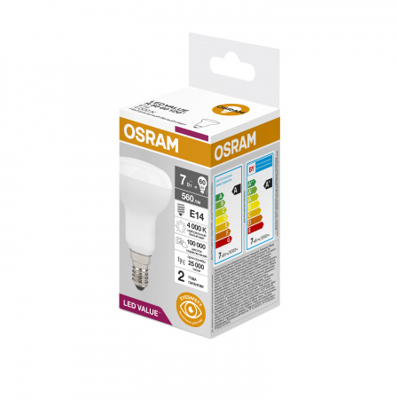 Лампа светодиодная LED 7 Вт E14 4000К 560Лм гриб 220 В (замена 60Вт) OSRAM LEDVANCE 4058075581692