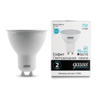 Лампа светодиодная LED 7 Вт 550 лм 4100К AC180-240В GU10 софит MR16 нейтральный  Elementary Gauss GAUSS 13627