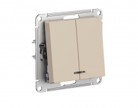 ATLASDESIGN выключатель двухклавишный с подсветкой, сх.5а, 10АХ, мех., ПЕСОЧНЫЙ Systeme Electric ATN001253