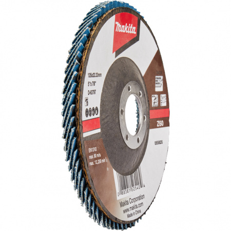 Диск лепестковый шлифовальный 125х22.23 мм, Z60, стекловолокно, угловой Makita D-63797