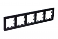 ATLASDESIGN NATURE 5-постовая РАМКА, НАТУРАЛЬНОЕ СТЕКЛО, ЧЕРНЫЙ Systeme Electric ATN361005