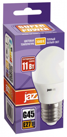 Лампа светодиодная LED 11Вт 230Вт E27 теплый матовый  шар JazzWay 5019331