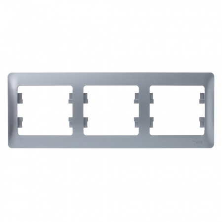 GLOSSA Рамка горизонтальная 3 поста алюминий Systeme Electric GSL000303