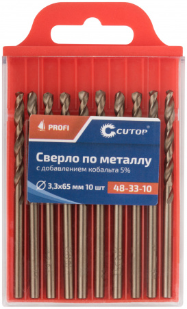 Сверло по металлу Cutop Profi с кобальтом 5%, 3.3 x 65 мм (10 шт) CUTOP 48-33-10